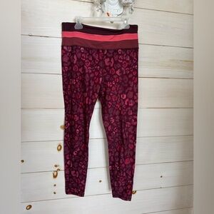Athleta Burgundy and Pink 7/8 Patterned Leggings